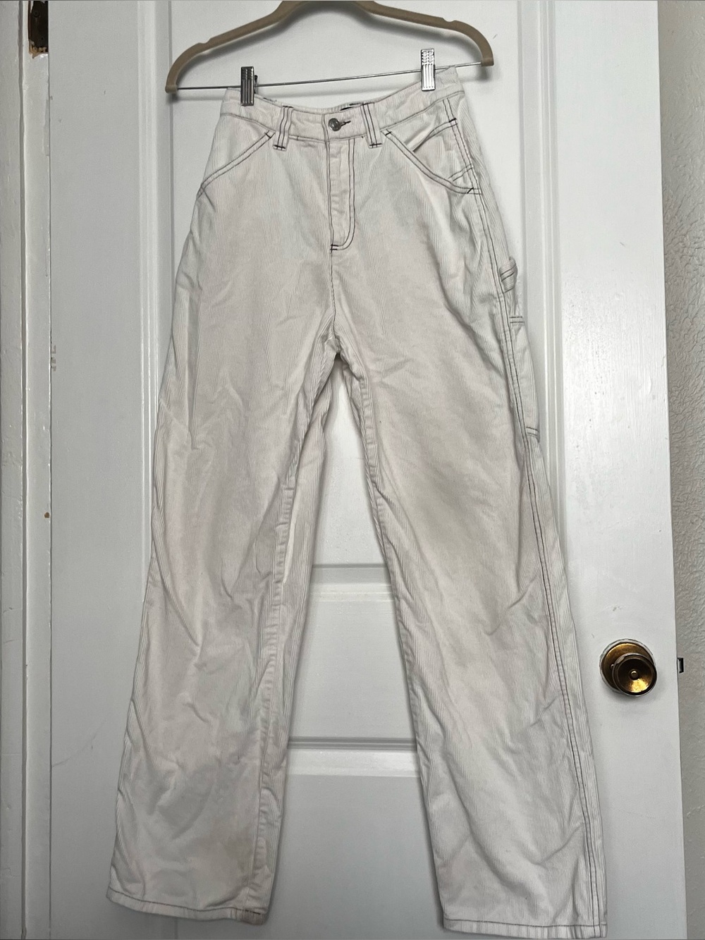 ASOS White Corduroy Straight-Leg Jeans